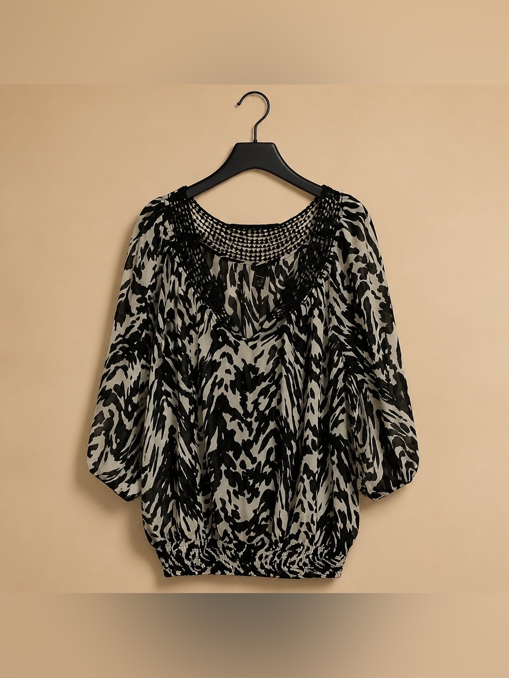 Lane Bryant 22/24 bohemian Print Polyester Blouse Wide 3/4 Sleeves